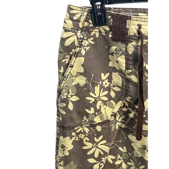 Gloria Vanderbilt Women's Floral Print Capri Pants Sz 6 Cotton Brown Beige Boho - Picture 8 of 15